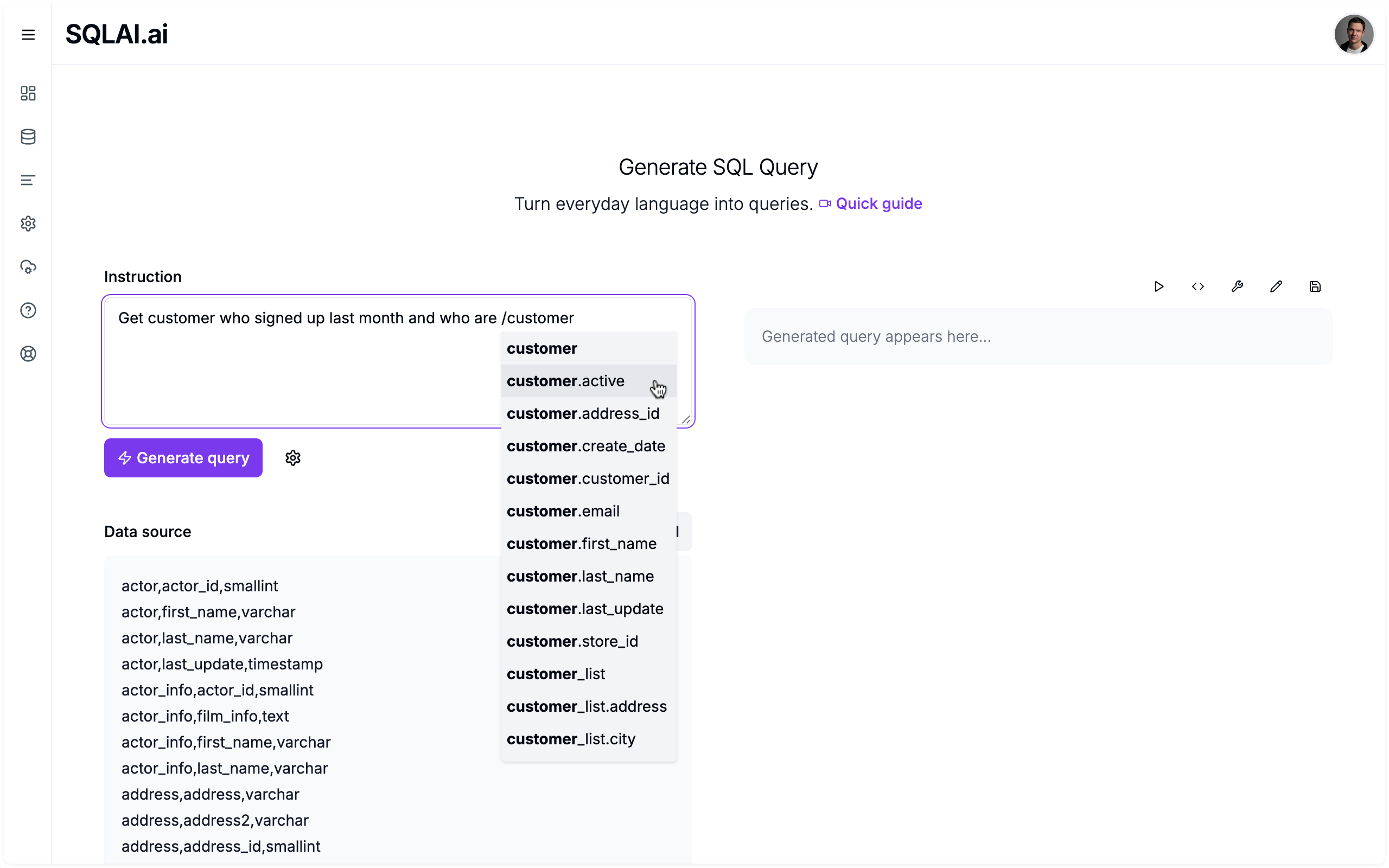 Use large database schema