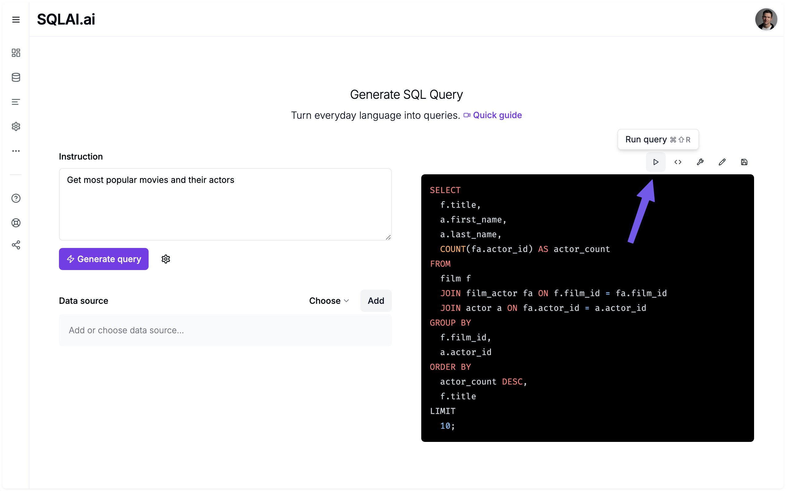 Run Query On Connected Data Source