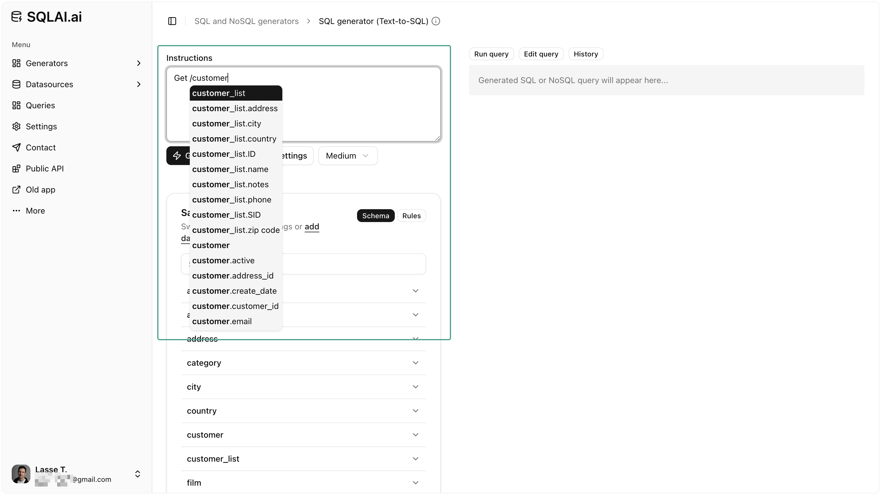 Use large database schema