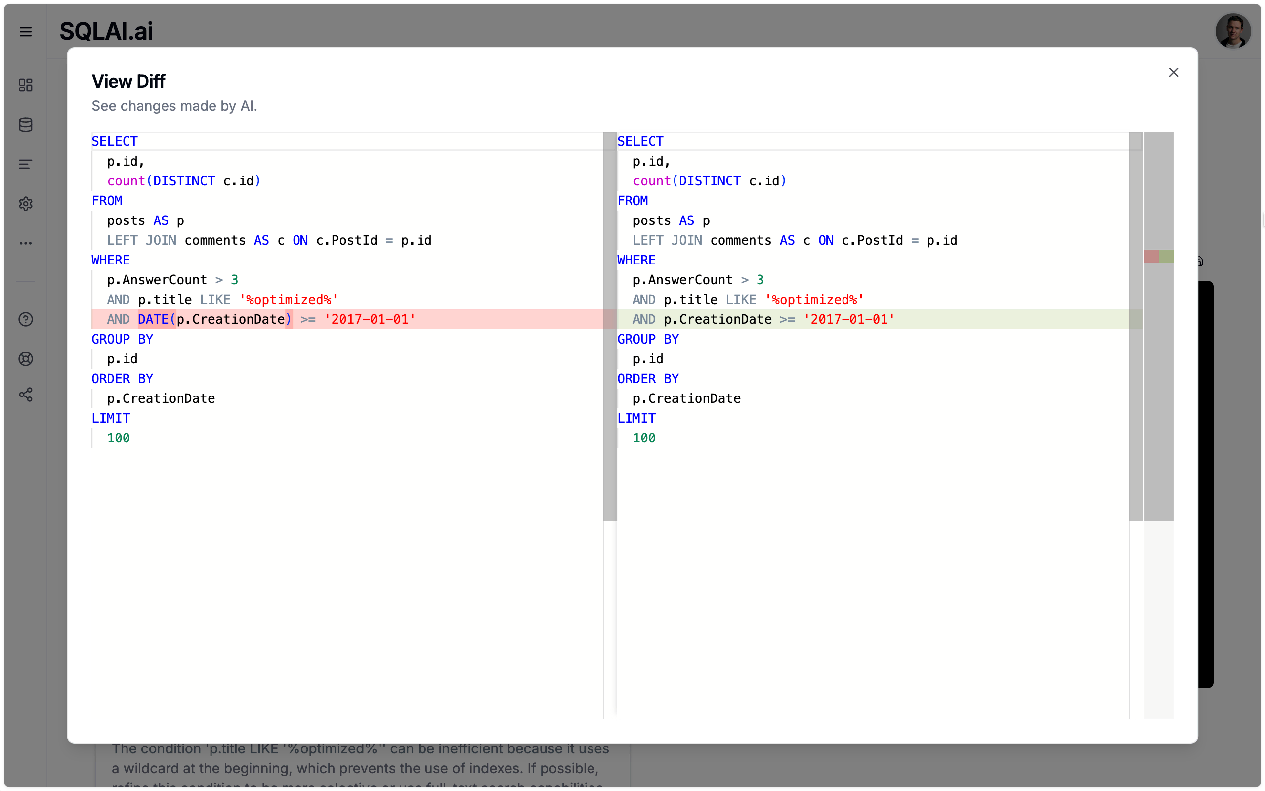 View Diff Made By AI